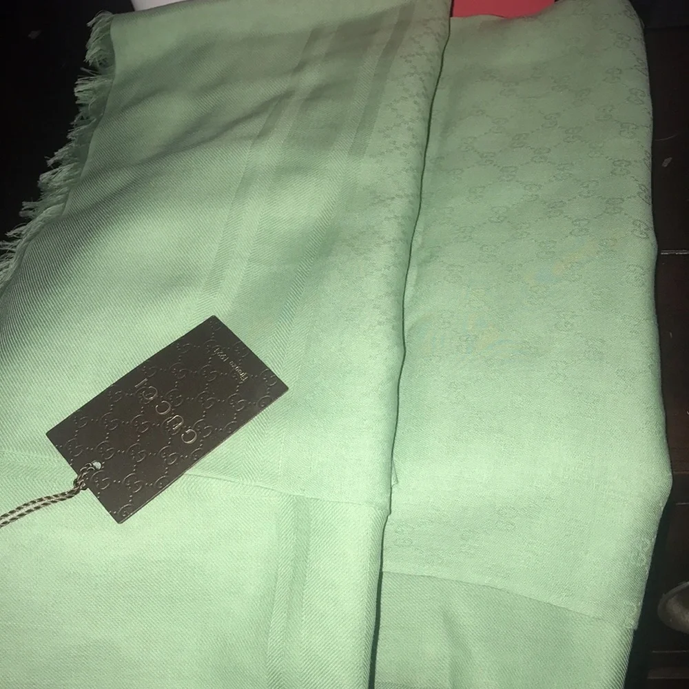 Gucci Light Green Silk Scarf